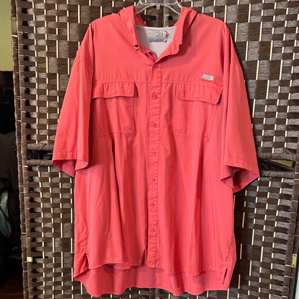 Men's Coral Button Down Shirt